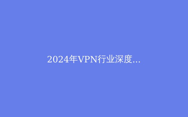 2024年VPN行业深度解析：从数字安全到网络自由的战略选择 - 2
